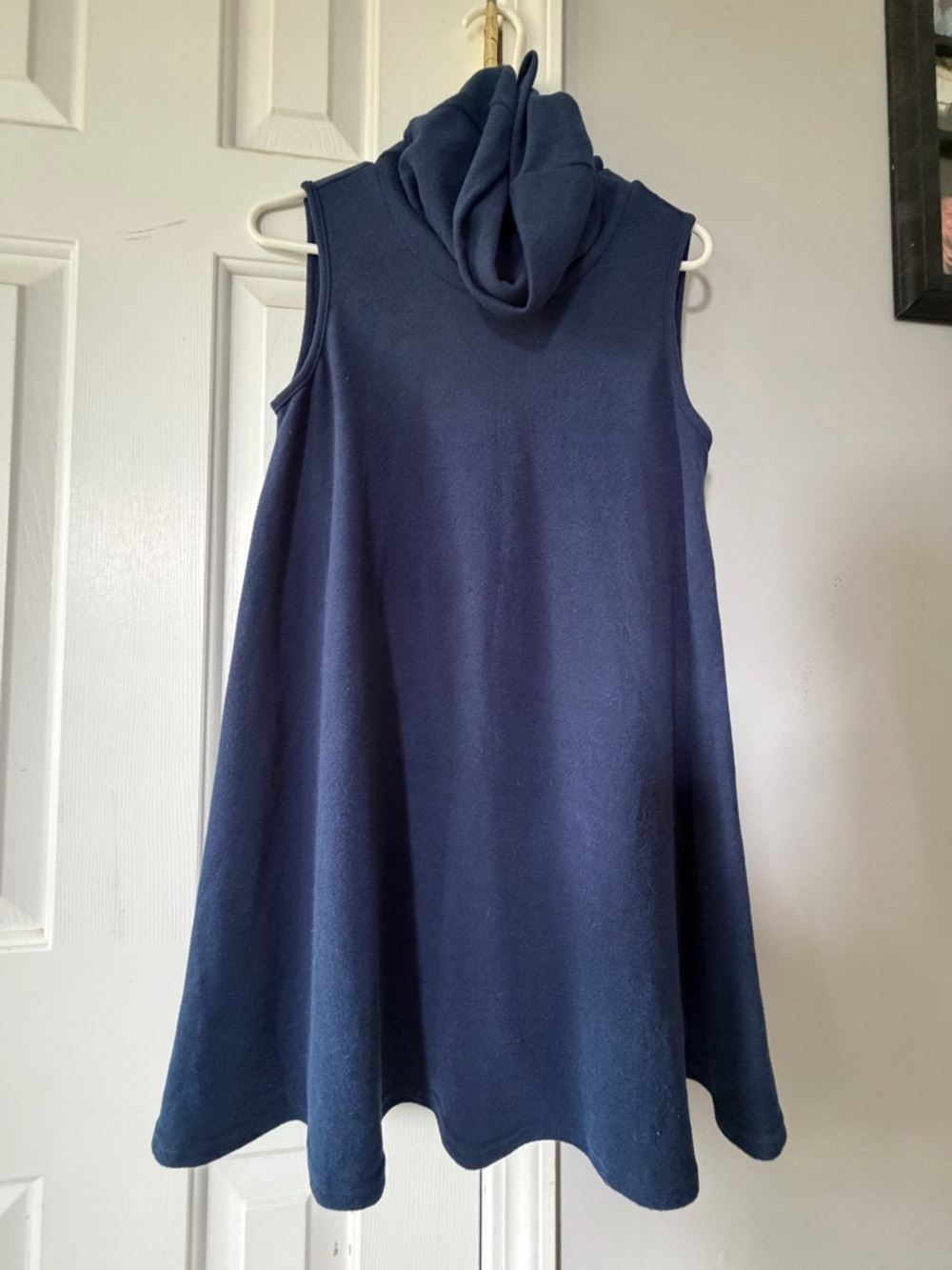 Sleeveless Navy Turtleneck Swing Dress